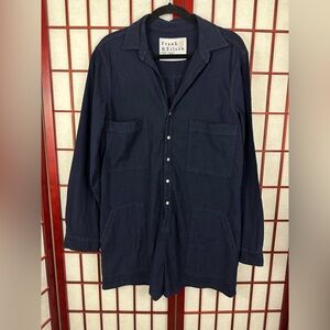 Frank & Eileen Long Sleeve Ireland Playsuit Cotton Romper in Navy